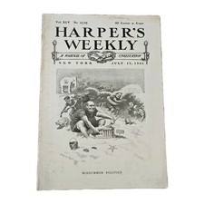 1901 Harper’s Weekly July 13 Complete Magazine Midsummer Politics NYC Art Ads picture