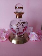 Vintage LUXOR Czech Bohemia Perfume Bottle And Stopper On Pedestal. Hand Painted picture