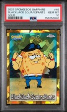 2025 Topps Chrome Sapphire SpongeBob #46 BlackJack Squarepants Gold #/50 PSA 10 picture