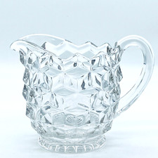 Fostoria American Creamer Clear Cube Motif Pressed Glass Discontinued Vintage picture