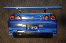 NISSAN SKYLINE GT-R33 V-SPEC STYLE FLOATING TIN & WOOD DISPLAY SHELF  WALL DECOR picture