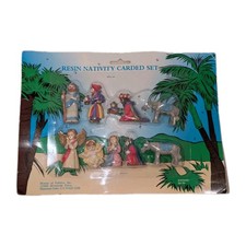 VTG House of Fabrics Resin Nativity Set 9pc Carded Miniature Joann Pre-1998 picture