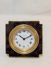 Vintage Cartier Paris Travel Alarm Clock Manual Wind Tortoise Enamel Gold Plated picture
