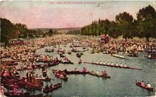 Henley-on-Thames Regatta England Crowded River Scene Postcard 1911 Posted picture