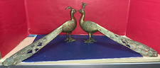 Vintage Brass Male & Female Peacock Figurines (Set of 2) picture