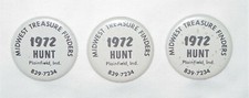 3 VINTAGE 1972 MIDWEST TREASURE FINDERS HUNT BUTTONS - PLAINFIELD, IN-1 3/4