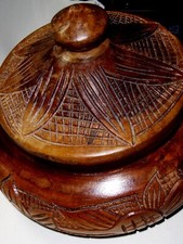 Vintage Great Handmade Carved Wood Jewelry Box Floral Fish Style RARE FIND picture