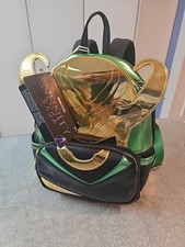 Marvel Infinity Saga Hard Tag Metallic Loungefly Loki Backpack NWT 671803393288 picture