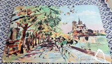 Paris Left Bank River Seine Cork Back Placemats   Scenes size 18 x 12 picture