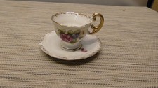 Vintage Miniature Mini Tea Cup &  Saucer gold Handle Japan Gold Trim floral picture