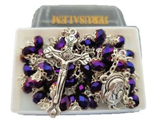 Catholic Deep Purple Jerusalem Crystal Rosary picture