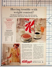 1964 Kellogg's Special K Cereal Vintage Magazine Ad Weight Control Diet Ephemera picture