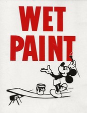 DISNEYLAND-DISNEY-MICKEY MOUSE-WET PAINT SIGN-1980's-VERY CLEAN-RARE picture