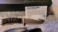 Buck Limited Edition 2000 Fixed Blade Hunting Knife Horn Handle Sheath picture