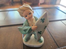 Vintage Japan Lefton March Boy w St Patrick's Day Shamrock Kite #2300 picture