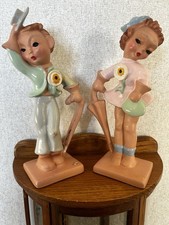 Vintage Goldscheider Style Art Boy & Girl Figurines - 1930s Collectible Decor picture