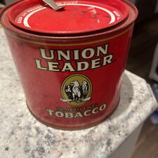 Vintage Union Leader Smoking Tabacco Empty Red Tin Can P Lorillard Kentucky 5