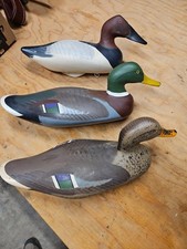 3 Capt Harry Jobes Signed Hand Carved Wooden Duck Decoys Chesapeake Bay picture
