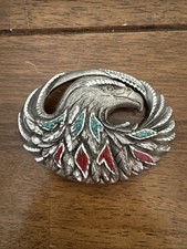 Vintage EJC Southwestern Eagle Belt Buckle - Crushed Turquoise & Coral Inlay picture