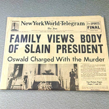 Vintage Nov 23, 1963 New York World-Telegram JFK Assassination Complete picture