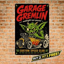 Green Cartoon Garage Monster Rod Art Metal Tin Sign 8x12 picture