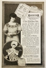 1917 AD.(N13)~THREAD MILLS CO. WEST ADAMS ST. CHICAGO. KLOSTER CROCHET COTTONS picture