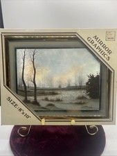 Vintage Mirror Graphics Landscape Art Mirrored 8x10 Framed Picture Woolworths picture