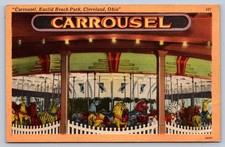 K65/ Cleveland Ohio Postcard Euclid Beach Amusement Park Linen Carrousel 77 picture