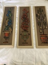 💥Three Vtg 1960s 3 Dimensional Mid Century Burwood Wall Plaques 20