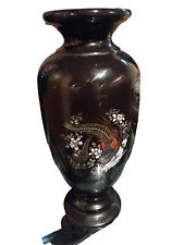 Vintage Japanese Art Floral Bird Vase 17 Inches Tall picture