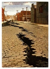  1906 SAN FRANCISCO EARTHQUAKE DEVASTATION BRICK STREET CRACK~NEW 1983 POSTCARD picture