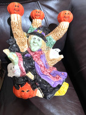 FITZ &FLOYD OMNIBUS HALLOWEEN PARTY CANDLELABRA WITCH W/ THREE CANDLEHOLDERS NEW picture