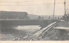 H61/ Akron Ohio RPPC Postcard c1913 Flood Disaster Trolley Bridge 163 picture