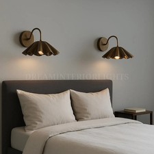 Vintage Brass Ruffle Shade Mid Century Modern Brass Flower Shade Scalloped Wall picture