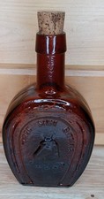 Vintage Wheaton Horse Shoe Bitters Bottle Ruby Red Glass Cork Stopper picture