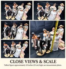 Vintage HOMCO Home Interiors Victorian Wedding Party Ceramic Figurines Lot of 8 picture