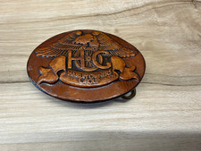 Vintage 1983 HARLEY-DAVIDSON HOG ( Harley Owners Group ) Leather Belt Buckle picture