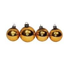 Lot of 4 Vtg Large Shiny Brite Mercury Glass Gold Christmas Ornaments Holiday picture