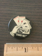 1904 President Theodore Roosevelt Stand Pat Cards Campaign Pinback Button Teddy picture