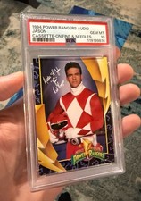 1994 Mighty Morphin Power Rangers Jason Red Ranger PSA10 Cassette Signature Card picture