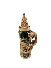 Antique German Beer Stein Fox Hunting Figural Lid Handle Mold 1032 picture