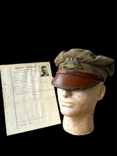 RARE WWI American Ambulance Field Service Named Visor w/ Original Document picture