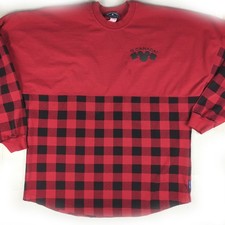 Disney Canada Long Sleeve Red Black Flannel Pullover Jersey Shirt Size Large picture