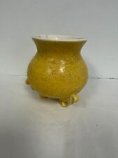 Rare Yellow Cauldron like Ceramic x3 footed Vase 5.5