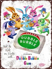 1953 Dubble Bubble Gum Fleer's 5 Easter Bunnies Candy Metal Sign 9x12