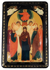 Vintage Palekh Signed Religious Russian Lacquer Box picture