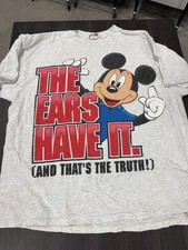 Vintage Disney Designs The Ears Have It Mickey Mouse T-Shirt Gray Made USA XXL picture