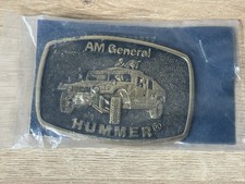 VTG AM General Hummer Belt Buckle Military Vehicle Solid Brass 3rd In Series picture