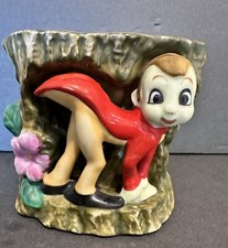 Planter Pixie Elf Tree Ceramic Vintage Small chips picture