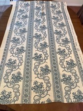 Vintage Schumacher Williamsburg Blue Floral Stripe Fabric 7 + Yards  picture